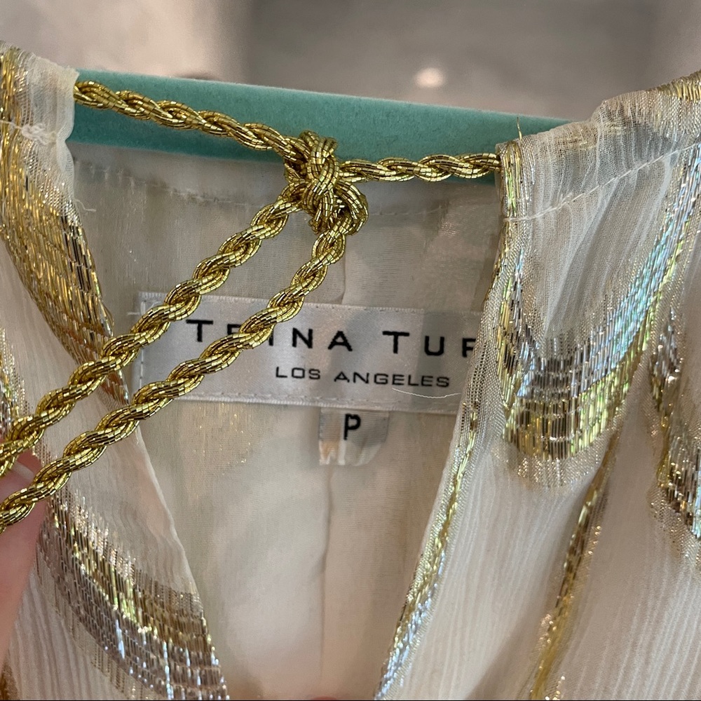 Trina Turk Gold Dew String Top Size P - image 3